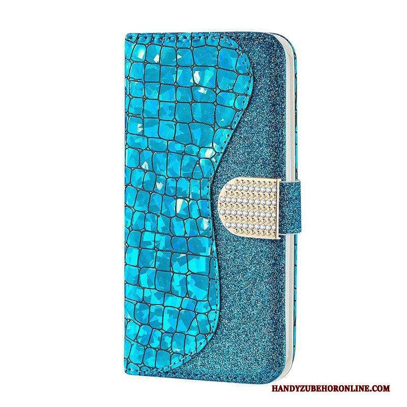 Flip Case Für Samsung Galaxy S21 FE Krokodildiamanten