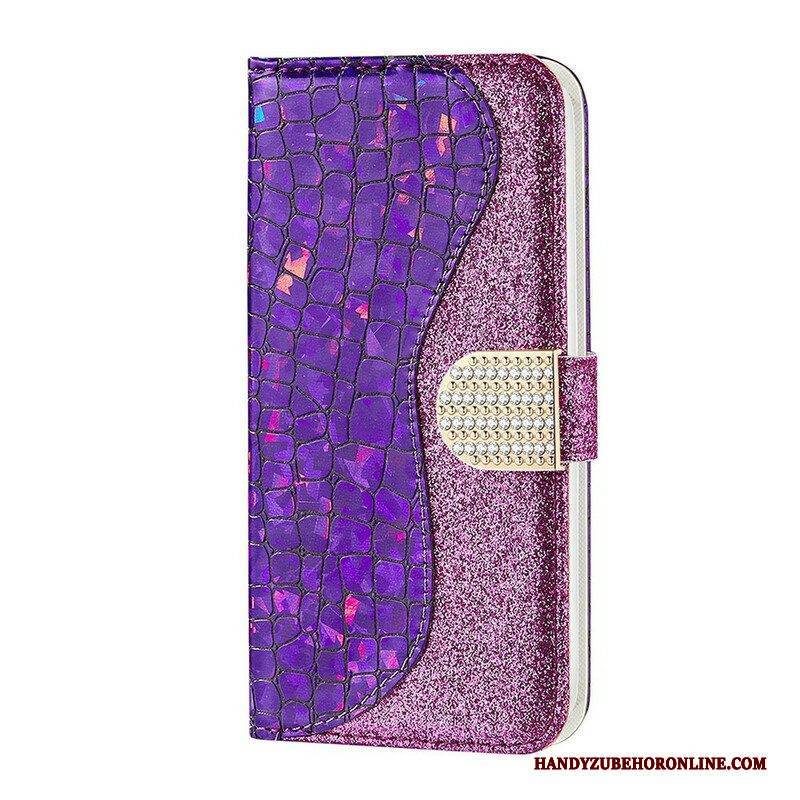 Flip Case Für Samsung Galaxy S21 FE Krokodildiamanten