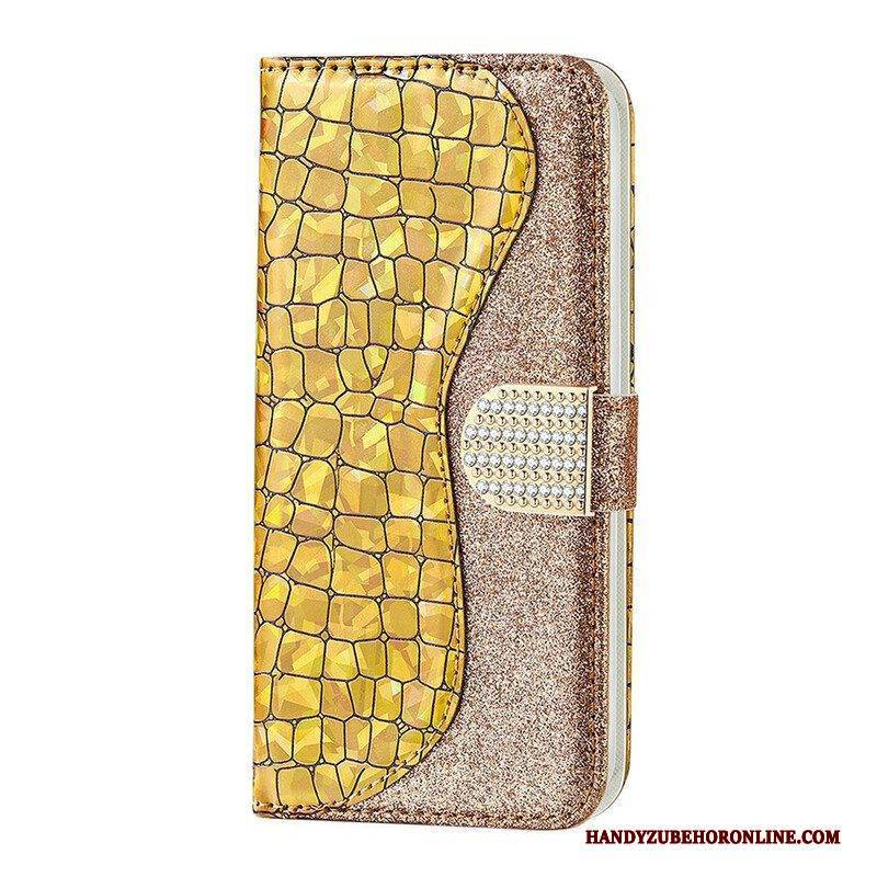 Flip Case Für Samsung Galaxy S21 FE Krokodildiamanten