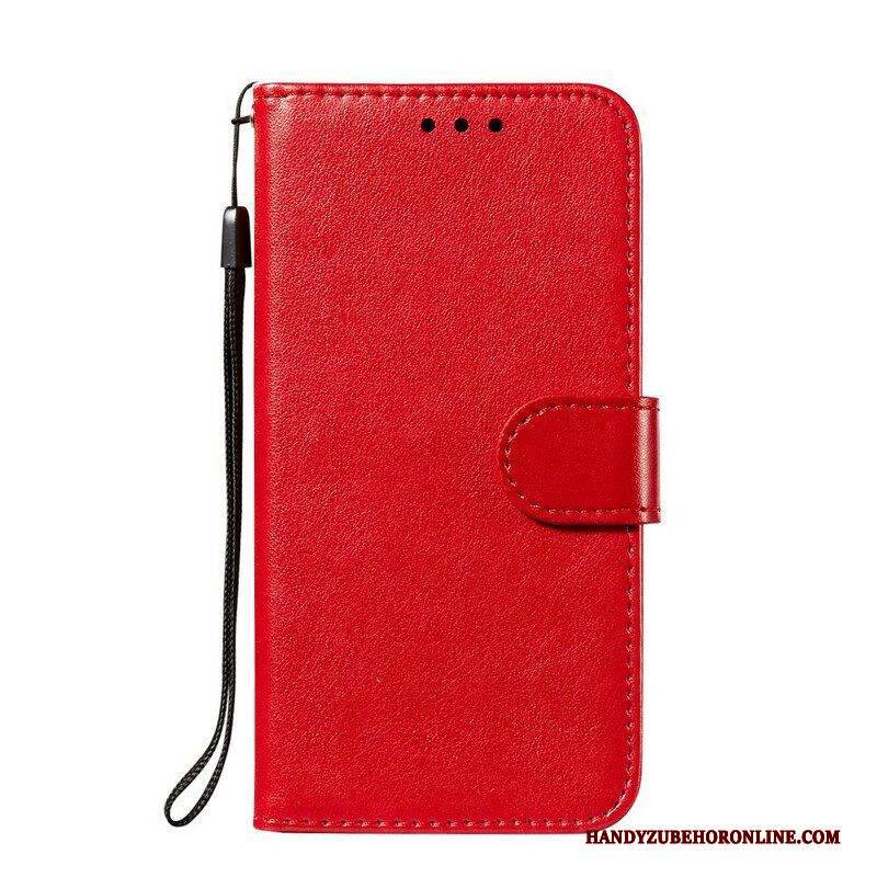 Flip Case Für Samsung Galaxy S21 FE Mit Kordel Einfarbige Riemchenserie