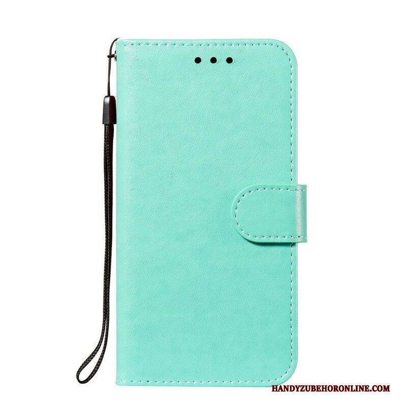 Flip Case Für Samsung Galaxy S21 FE Mit Kordel Einfarbige Riemchenserie