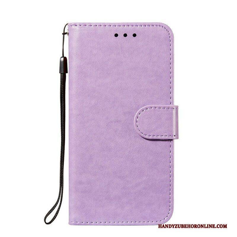 Flip Case Für Samsung Galaxy S21 FE Mit Kordel Einfarbige Riemchenserie
