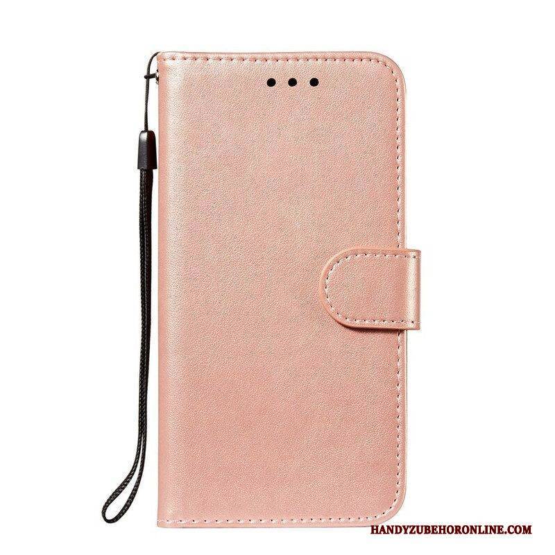Flip Case Für Samsung Galaxy S21 FE Mit Kordel Einfarbige Riemchenserie
