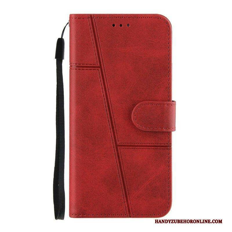 Flip Case Für Samsung Galaxy S21 FE Mit Kordel Riemchen-geo-ledereffekt