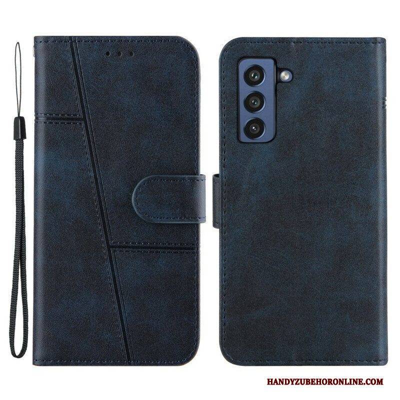 Flip Case Für Samsung Galaxy S21 FE Mit Kordel Riemchen-geo-ledereffekt