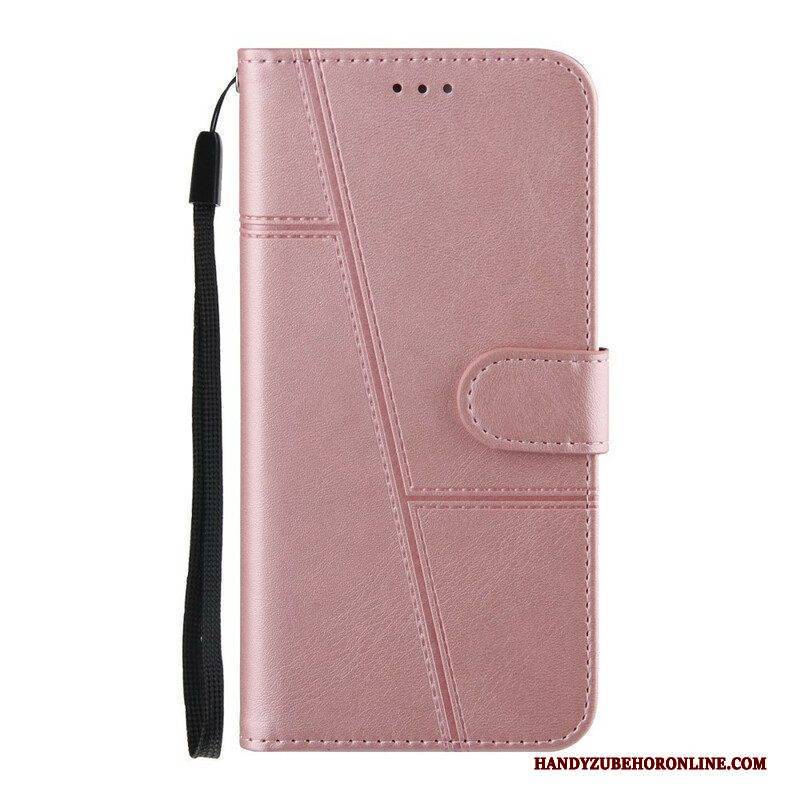 Flip Case Für Samsung Galaxy S21 FE Mit Kordel Riemchen-geo-ledereffekt