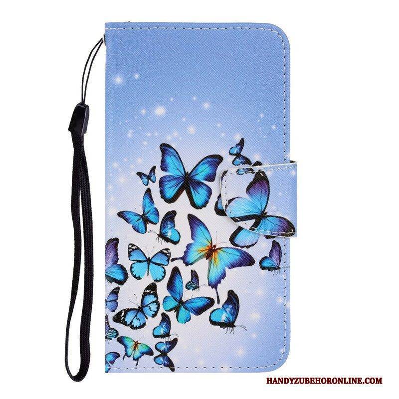 Flip Case Für Samsung Galaxy S21 FE Mit Kordel Variationen Von Schmetterlingsriemen