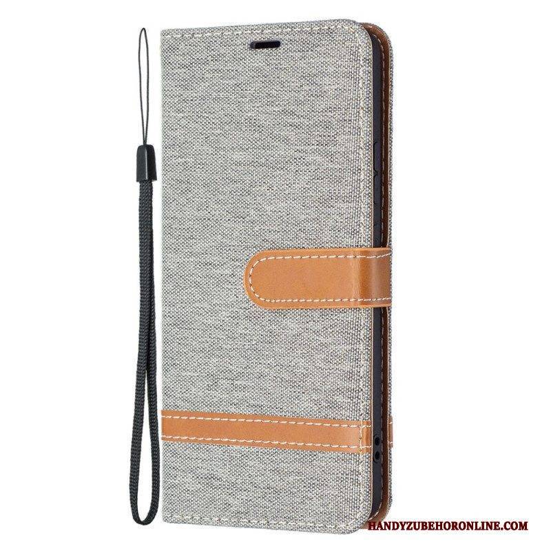 Flip Case Für Samsung Galaxy S22 Plus 5G Mit Kordel Armband In Stoff- Und Lederoptik