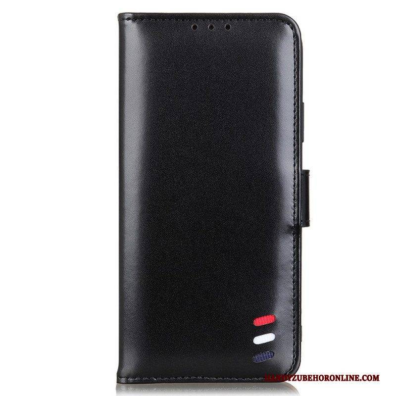 Flip Case Für Samsung Galaxy S22 Ultra 5G Dreifarbiger Ledereffekt