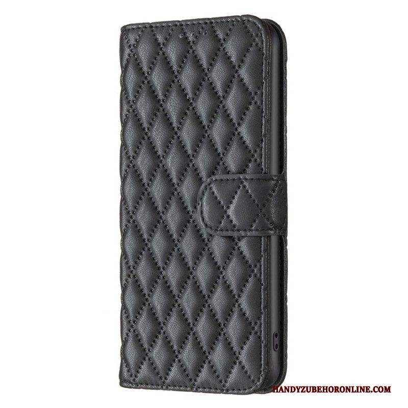 Flip Case Für Samsung Galaxy S23 5G Gesteppte Binfen-farbe
