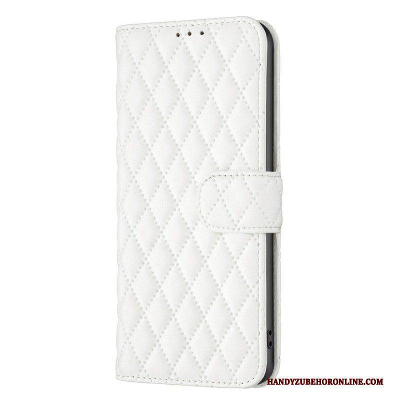 Flip Case Für Samsung Galaxy S23 5G Gesteppte Binfen-farbe