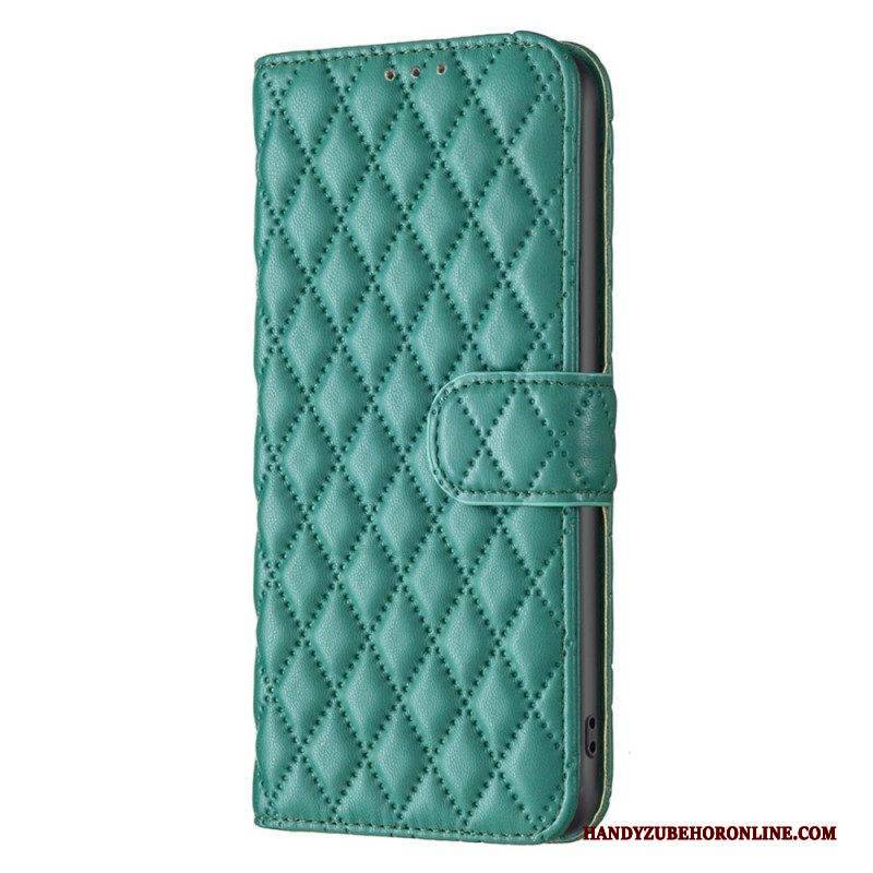 Flip Case Für Samsung Galaxy S23 5G Gesteppte Binfen-farbe