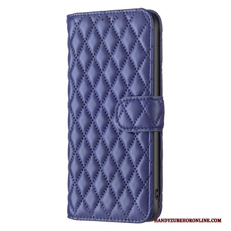 Flip Case Für Samsung Galaxy S23 5G Gesteppte Binfen-farbe