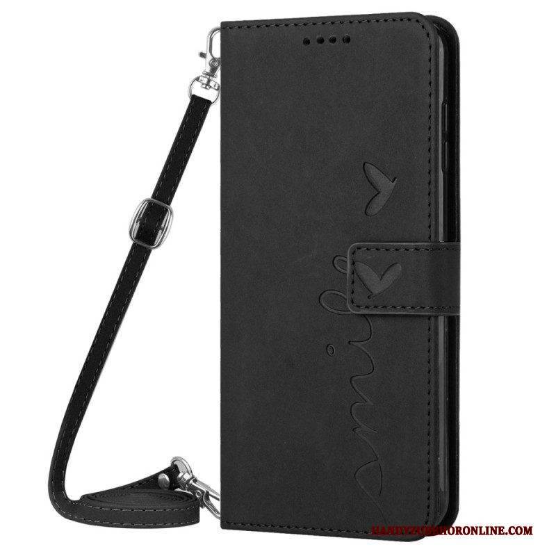 Flip Case Für Samsung Galaxy S23 5G Lächeln Mit Schultergurt