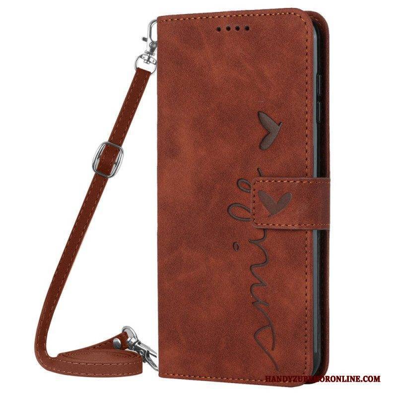 Flip Case Für Samsung Galaxy S23 5G Lächeln Mit Schultergurt