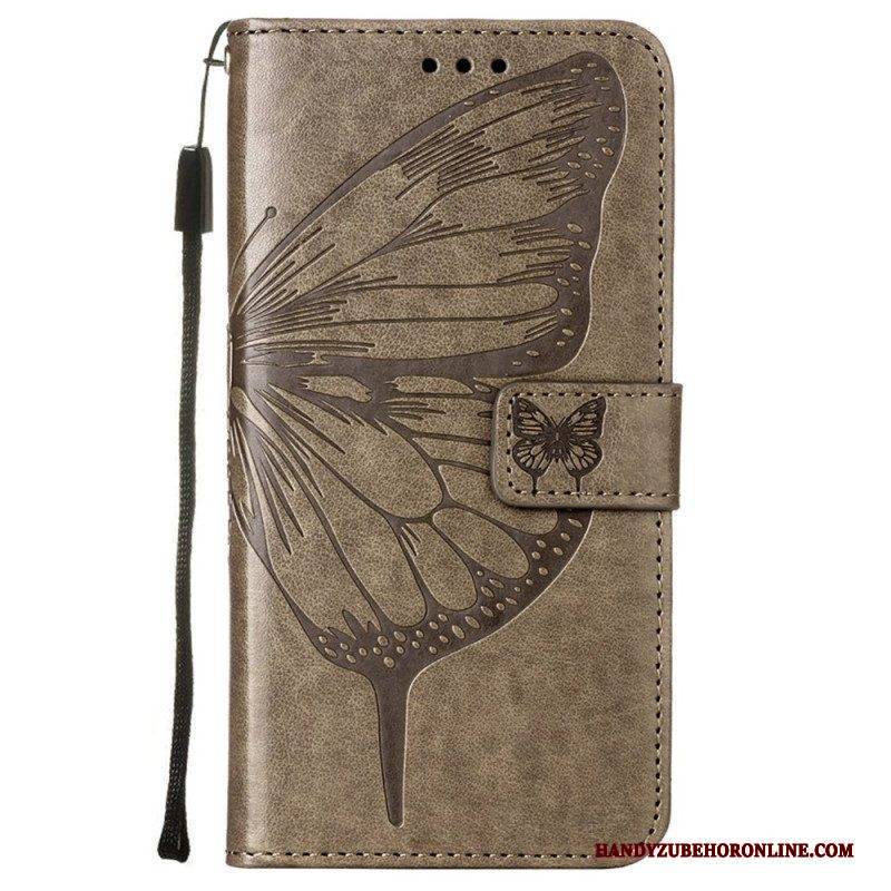 Flip Case Für Samsung Galaxy S23 Plus 5G Mit Kordel Barocker Riemchenschmetterling