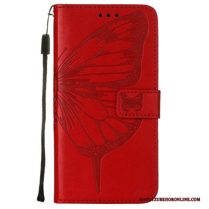 Flip Case Für Samsung Galaxy S23 Plus 5G Mit Kordel Barocker Riemchenschmetterling