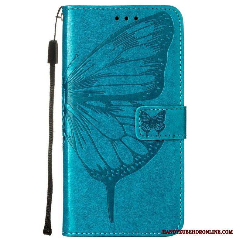 Flip Case Für Samsung Galaxy S23 Plus 5G Mit Kordel Barocker Riemchenschmetterling