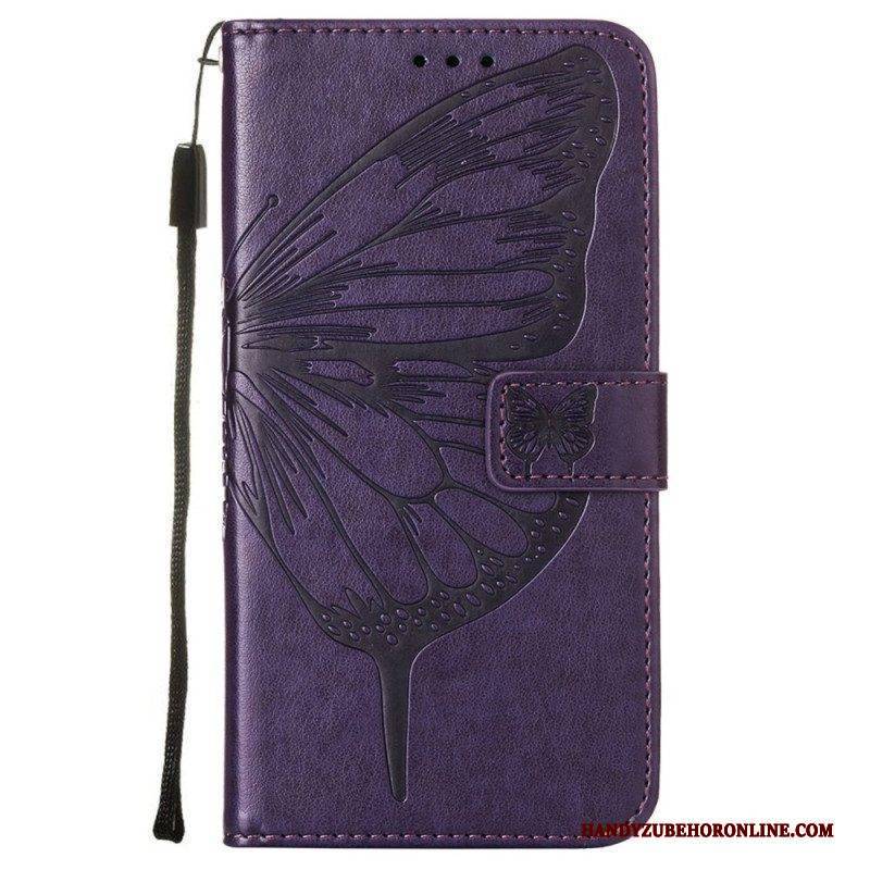 Flip Case Für Samsung Galaxy S23 Plus 5G Mit Kordel Barocker Riemchenschmetterling