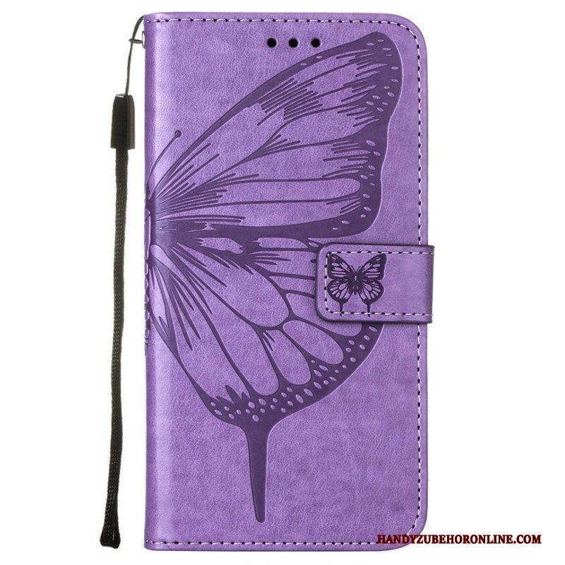 Flip Case Für Samsung Galaxy S23 Plus 5G Mit Kordel Barocker Riemchenschmetterling