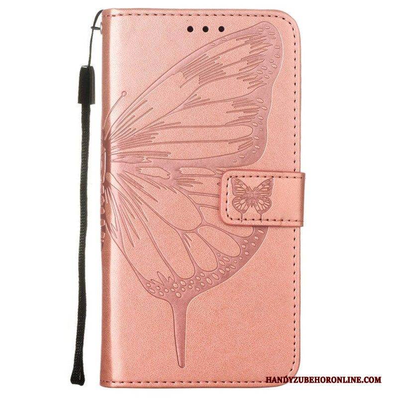 Flip Case Für Samsung Galaxy S23 Plus 5G Mit Kordel Barocker Riemchenschmetterling