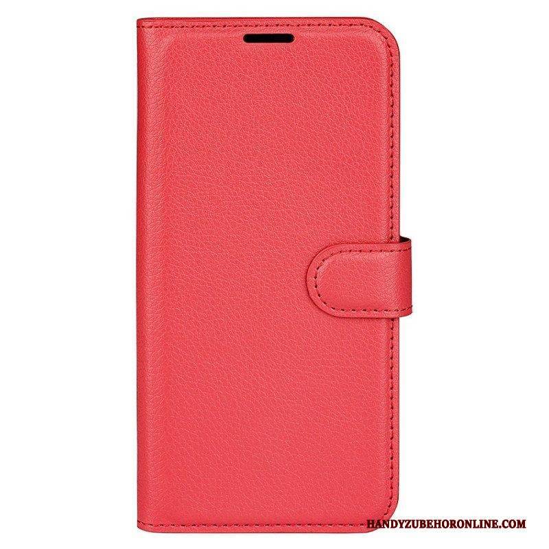 Flip Case Für Samsung Galaxy S23 Ultra 5G Klassischer Litschi-ledereffekt