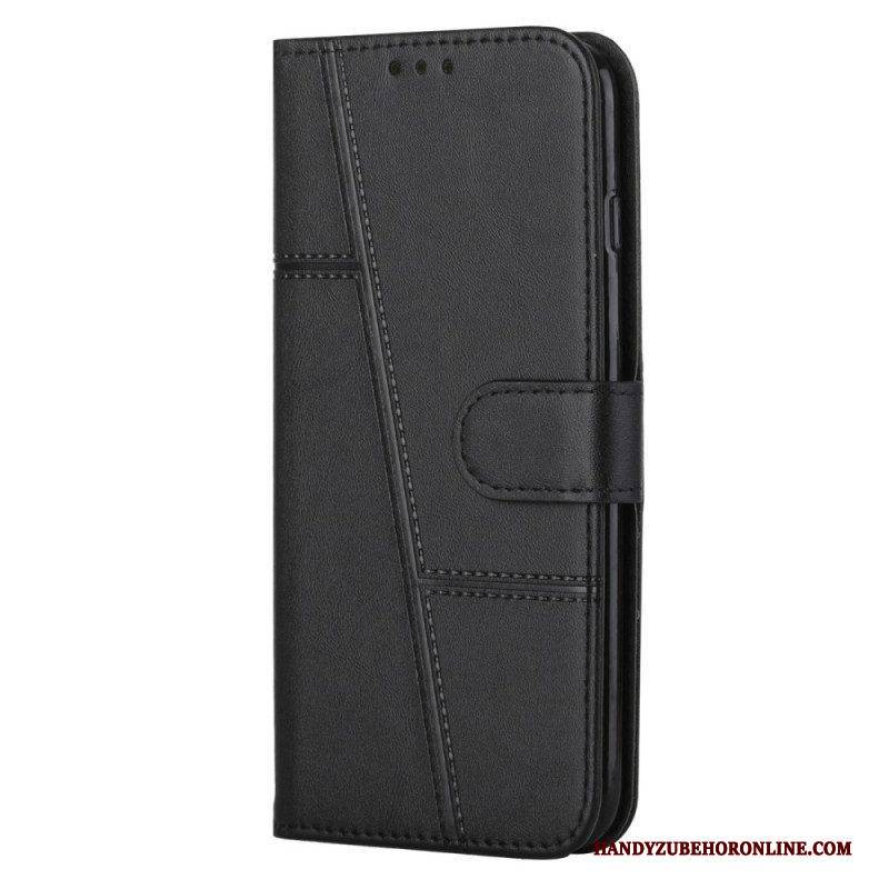 Flip Case Für Sony Xperia 1 IV Geometrischer Lederstil Mit Riemen