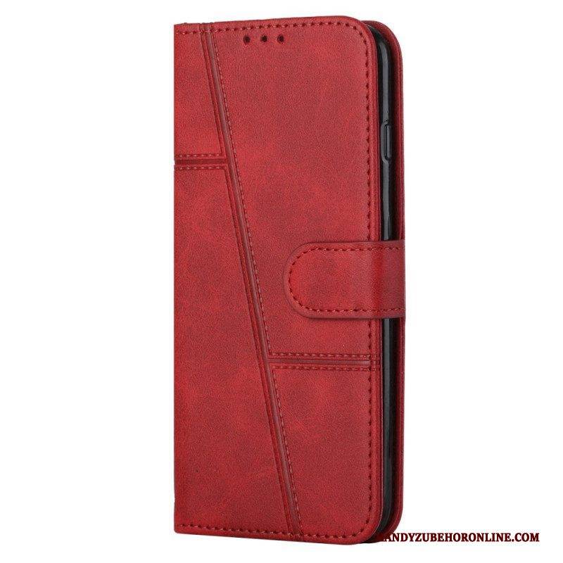 Flip Case Für Sony Xperia 1 IV Geometrischer Lederstil Mit Riemen