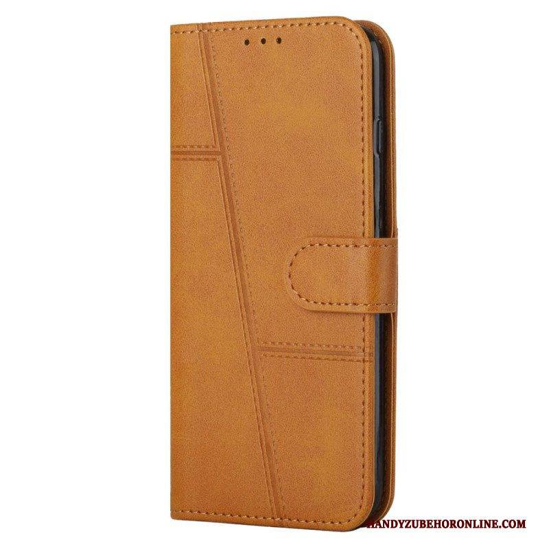 Flip Case Für Sony Xperia 1 IV Geometrischer Lederstil Mit Riemen