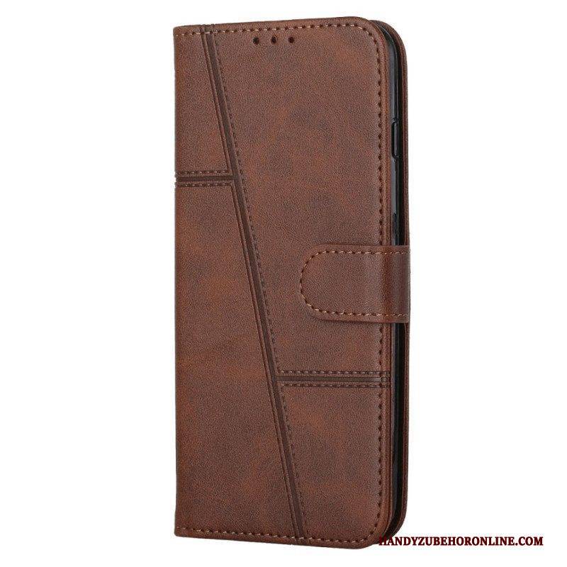 Flip Case Für Sony Xperia 1 IV Geometrischer Lederstil Mit Riemen