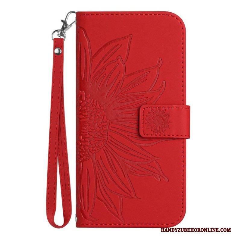 Flip Case Für Sony Xperia 10 IV Mit Kordel Riemchen-sonnenblume
