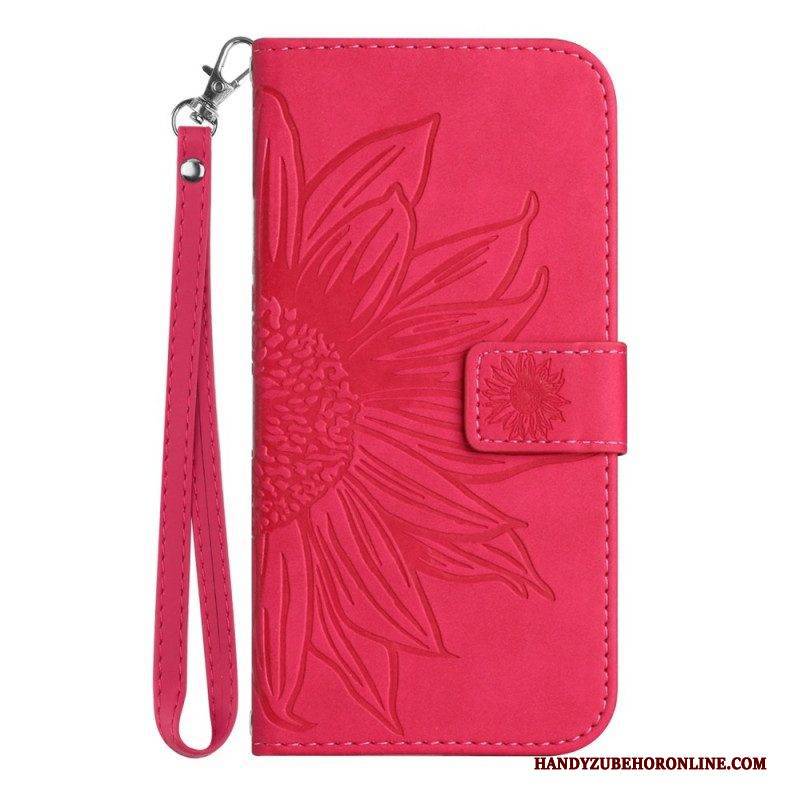Flip Case Für Sony Xperia 10 IV Mit Kordel Riemchen-sonnenblume