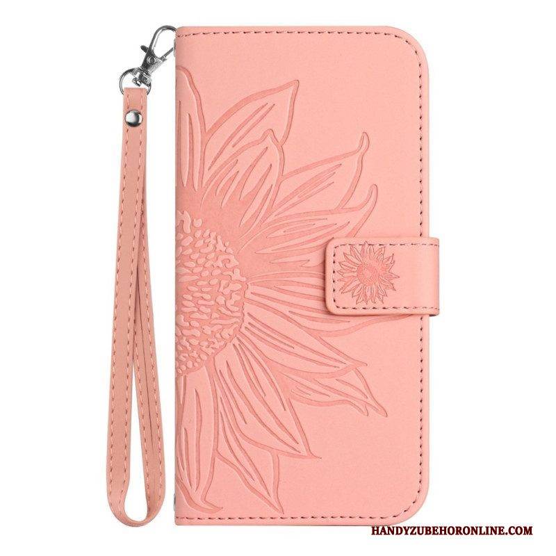 Flip Case Für Sony Xperia 10 IV Mit Kordel Riemchen-sonnenblume