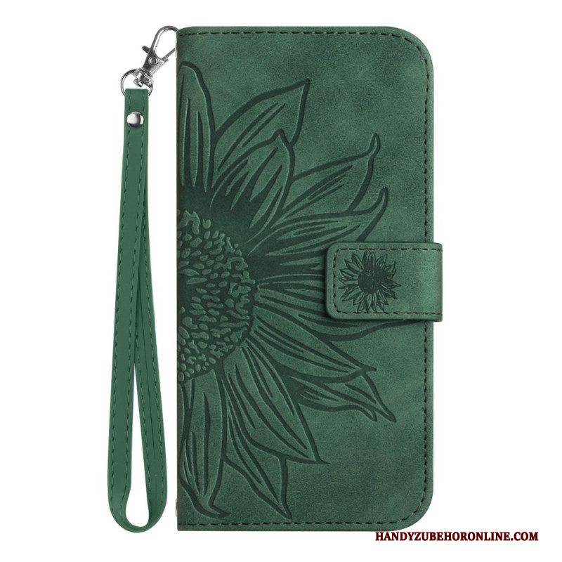 Flip Case Für Sony Xperia 10 IV Mit Kordel Riemchen-sonnenblume