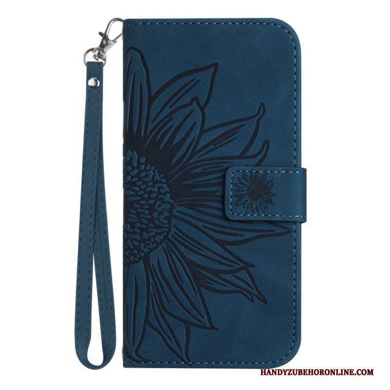Flip Case Für Sony Xperia 10 IV Mit Kordel Riemchen-sonnenblume