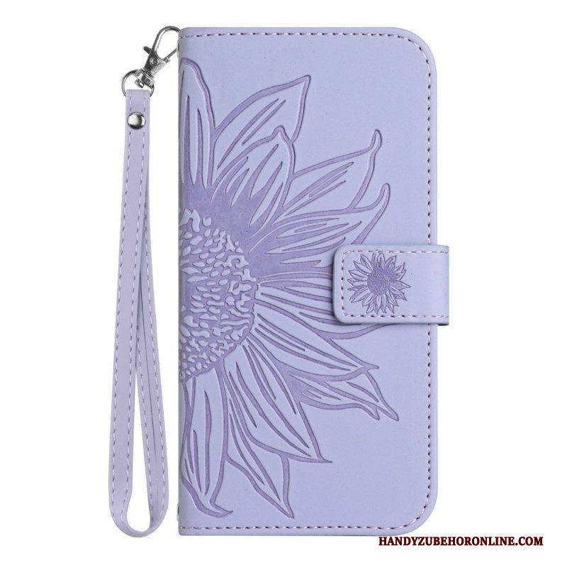Flip Case Für Sony Xperia 10 IV Mit Kordel Riemchen-sonnenblume