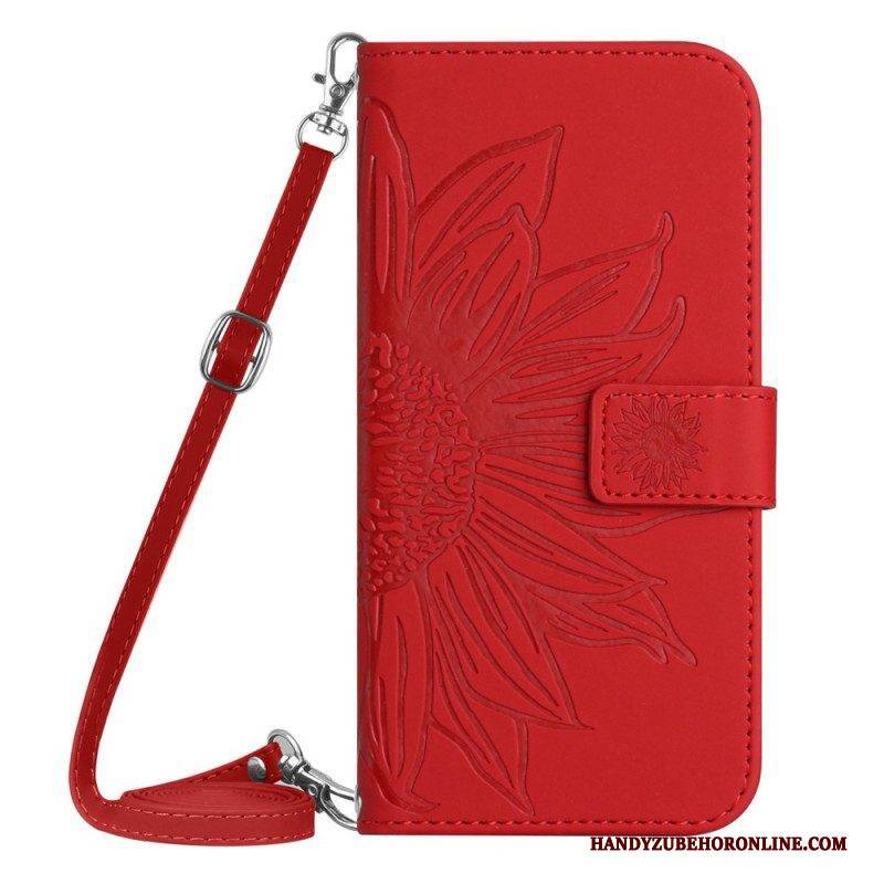Flip Case Für Sony Xperia 10 IV Sonnenblume Und Schultergurt