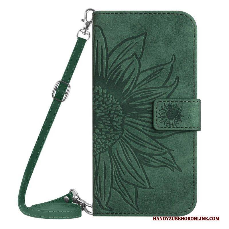 Flip Case Für Sony Xperia 10 IV Sonnenblume Und Schultergurt