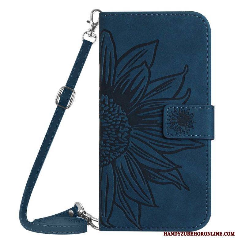 Flip Case Für Sony Xperia 10 IV Sonnenblume Und Schultergurt