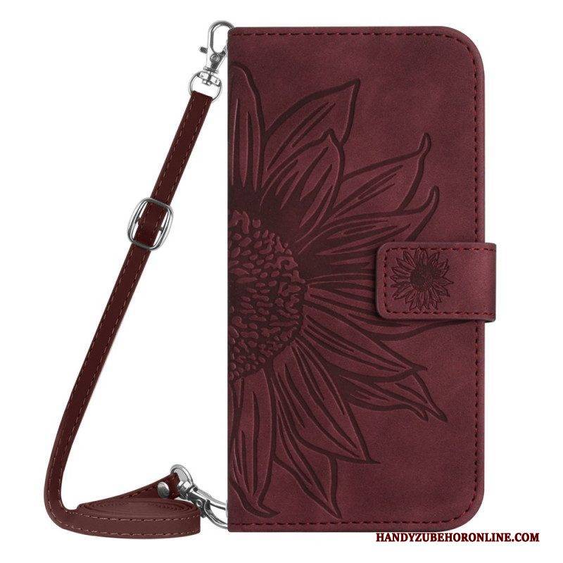Flip Case Für Sony Xperia 10 IV Sonnenblume Und Schultergurt