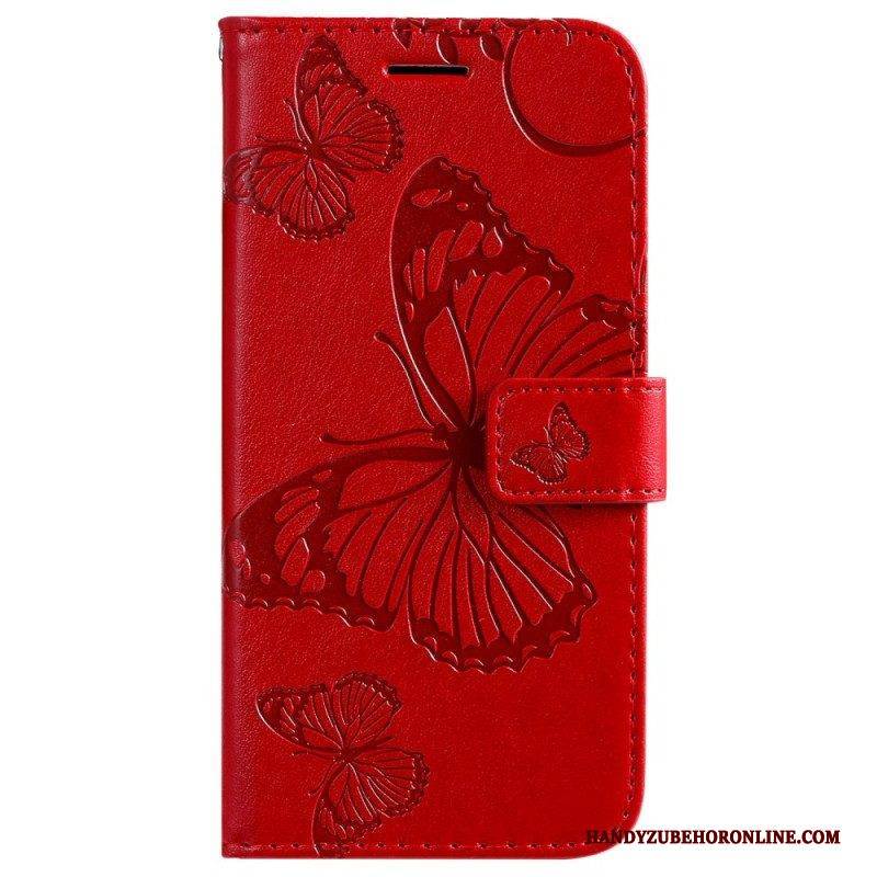 Flip Case Für Vivo Y22s Mit Kordel Riesige Riemenschmetterlinge