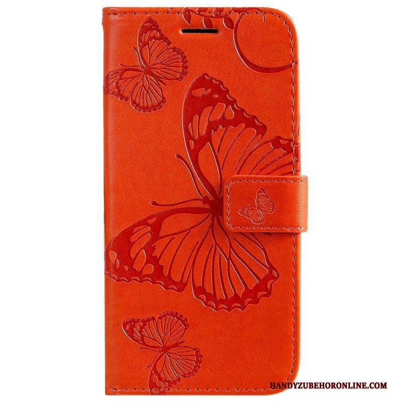 Flip Case Für Vivo Y22s Mit Kordel Riesige Riemenschmetterlinge