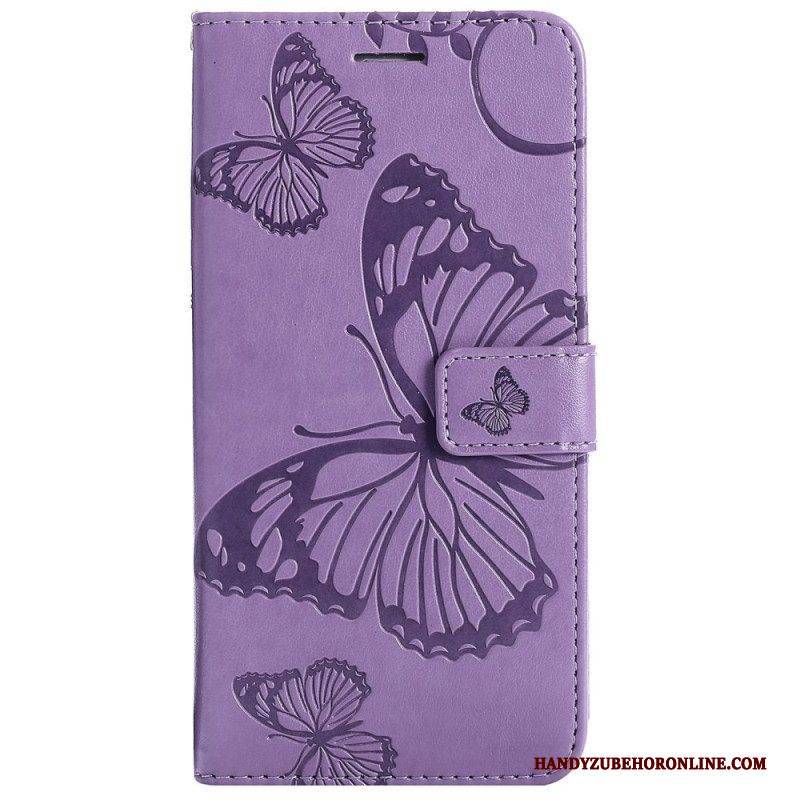 Flip Case Für Vivo Y22s Mit Kordel Riesige Riemenschmetterlinge