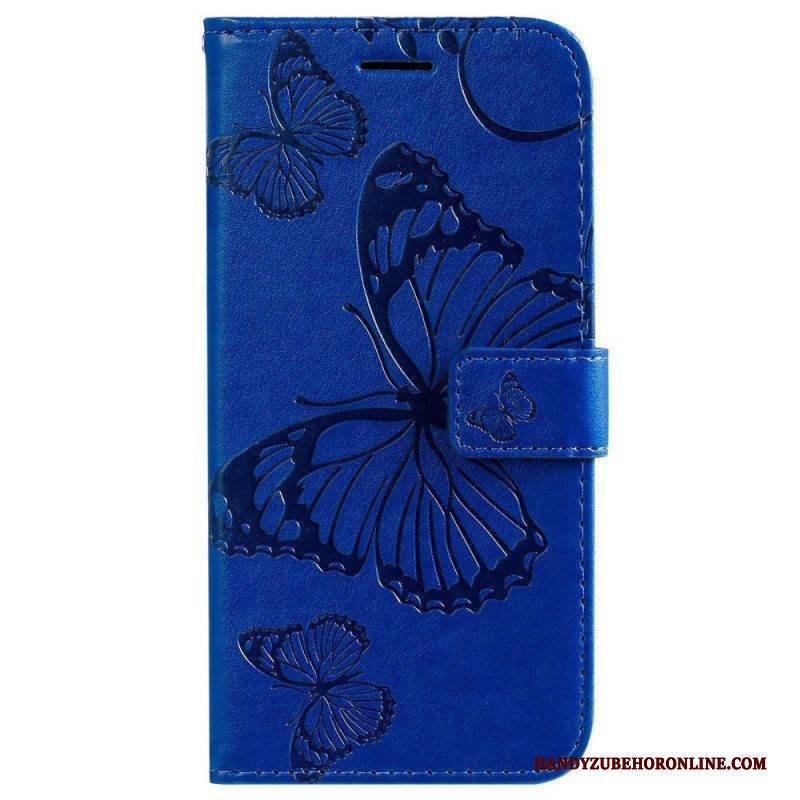 Flip Case Für Vivo Y22s Mit Kordel Riesige Riemenschmetterlinge