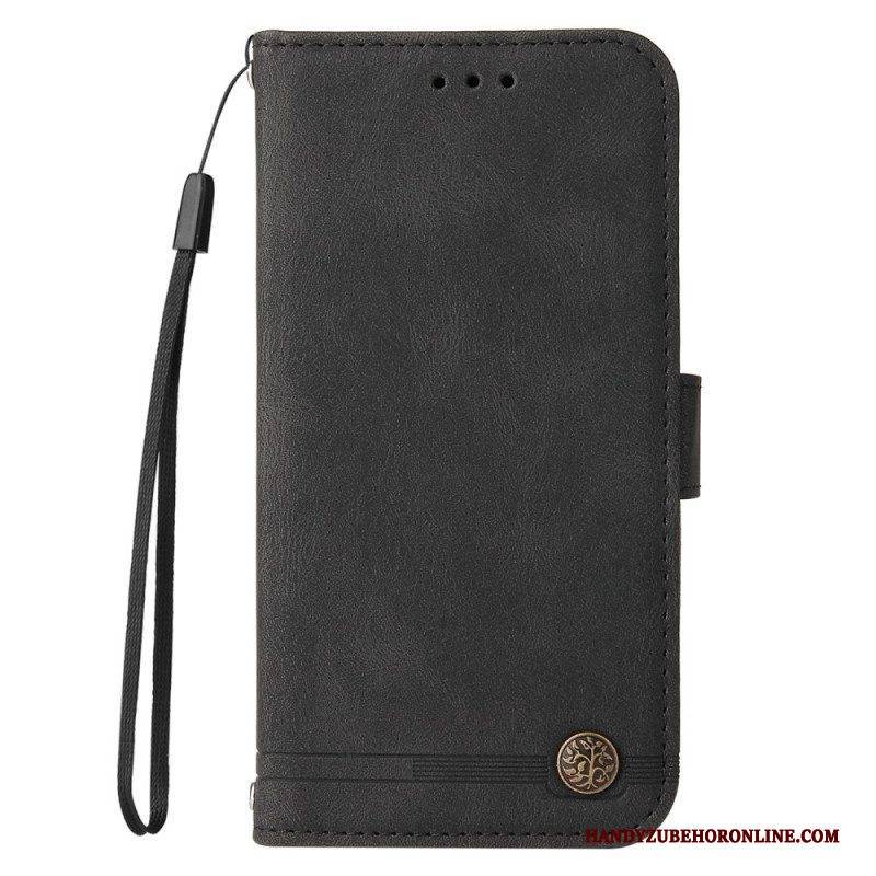 Flip Case Für Xiaomi 12T / 12T Pro Dekorative Niete Und Schlüsselband
