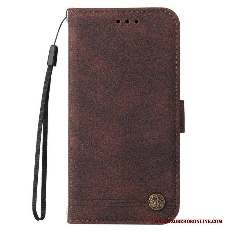 Flip Case Für Xiaomi 12T / 12T Pro Dekorative Niete Und Schlüsselband