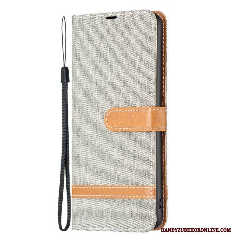 Flip Case Für Xiaomi 12T / 12T Pro Mit Kordel Armband In Stoff- Und Lederoptik