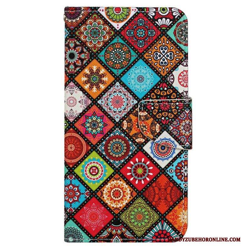 Flip Case Für Xiaomi 12T / 12T Pro Patchwork Mit Schlüsselband