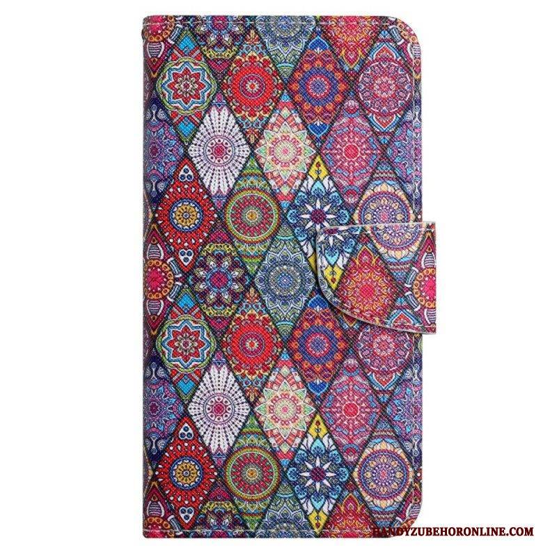 Flip Case Für Xiaomi 12T / 12T Pro Patchwork Mit Schlüsselband
