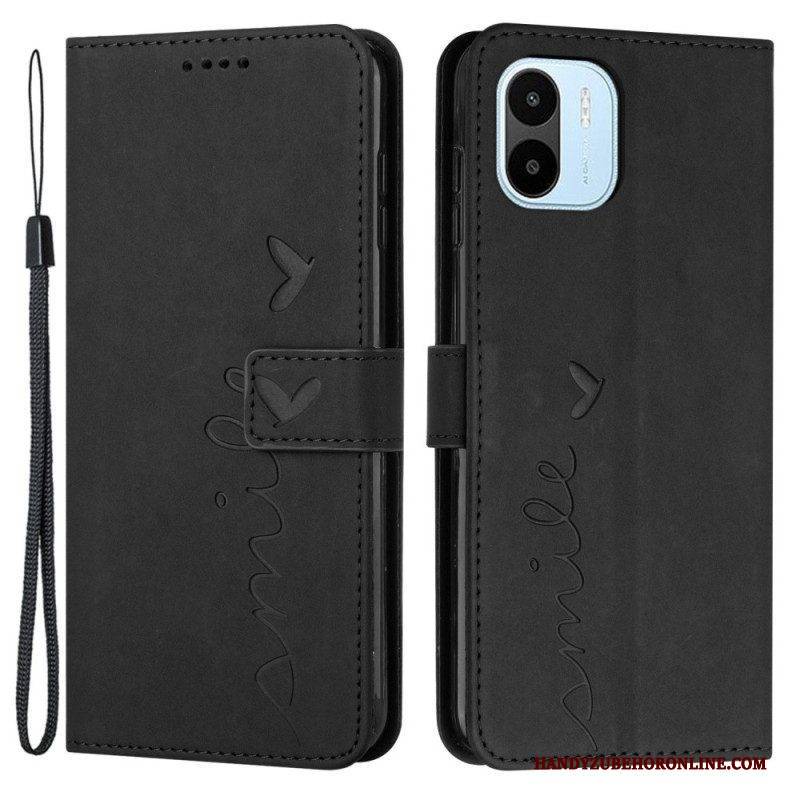 Flip Case Für Xiaomi Redmi A1 Lächle Mit Schlüsselband